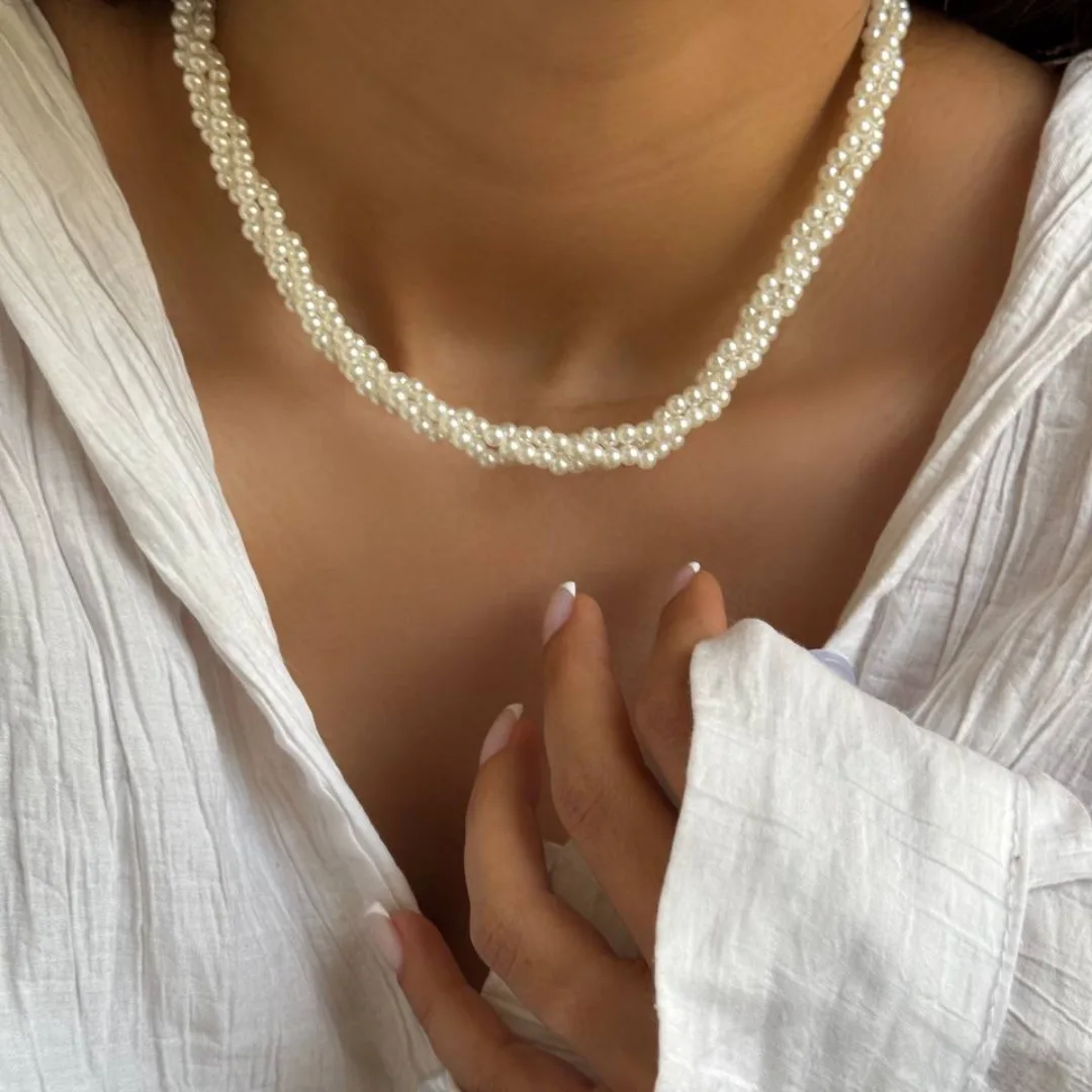 گردنبند مرواریدی طنابی